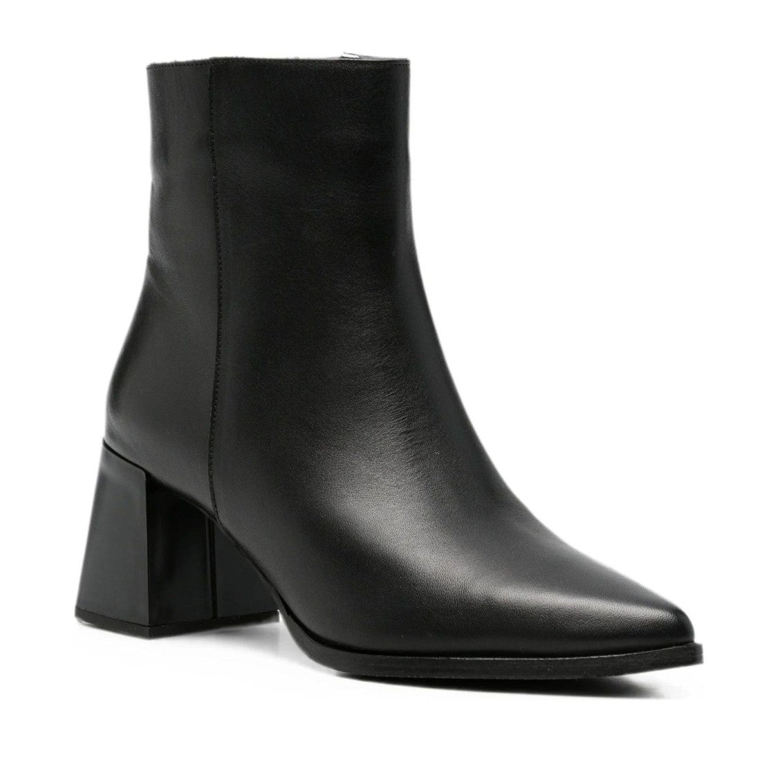 Sergio Moretti Black Leather Pointed Toe Mid-Heel Boots