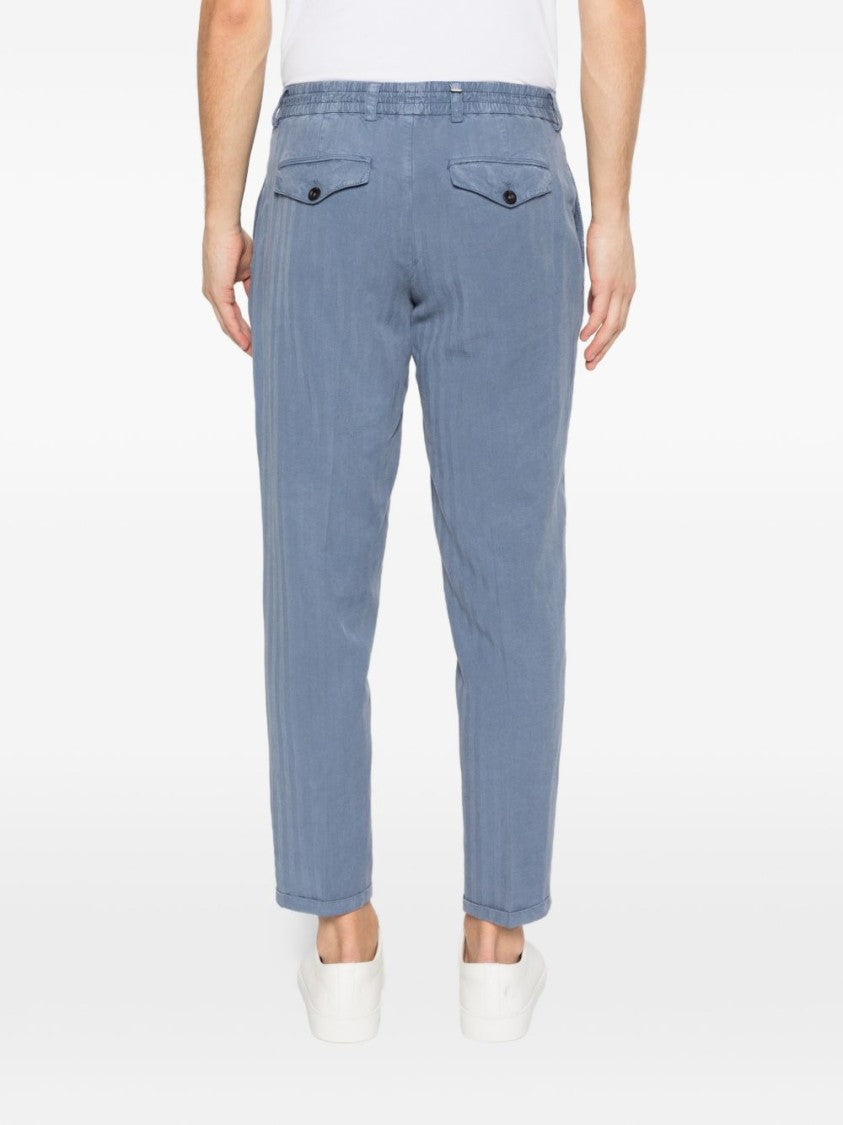 Pt Torino Sky Blue Tapered-Leg Pants With Elasticated Waistband