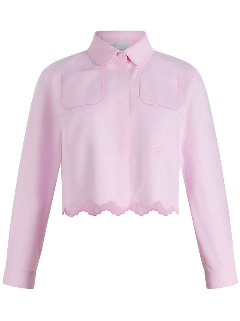 Patou Cropped Cotton Shirt With Scalloped Hem