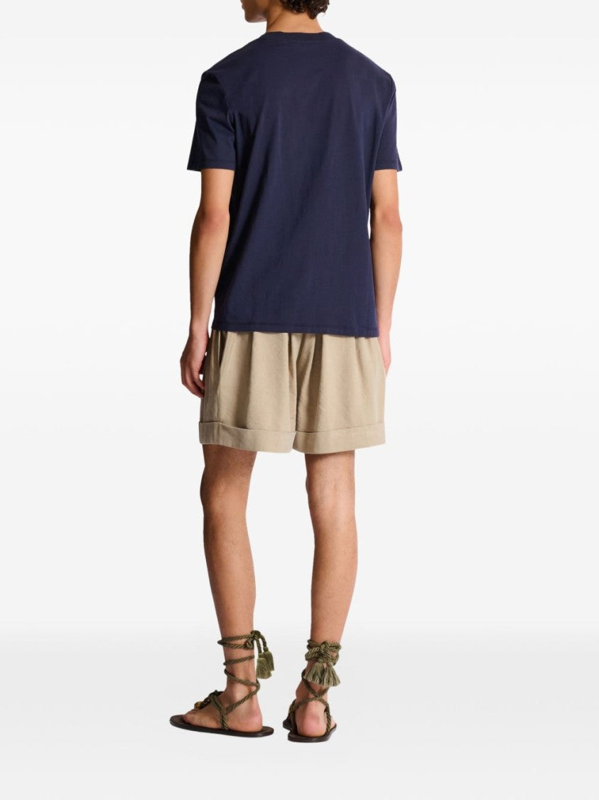 Balmain Blue Crew Neck Short Sleeve T-Shirt