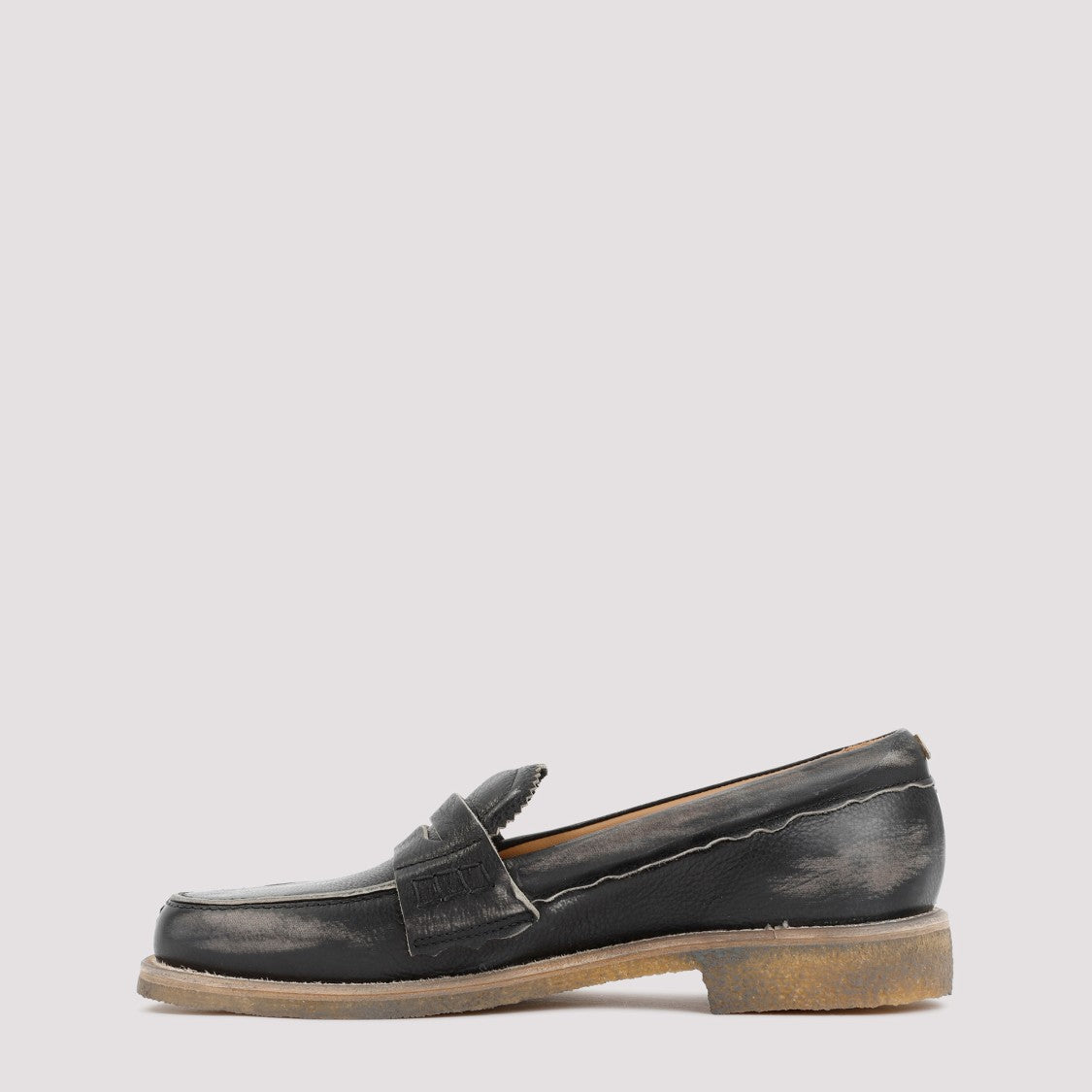 Golden Goose Distressed Black Leather Loafers With Vintage Charm