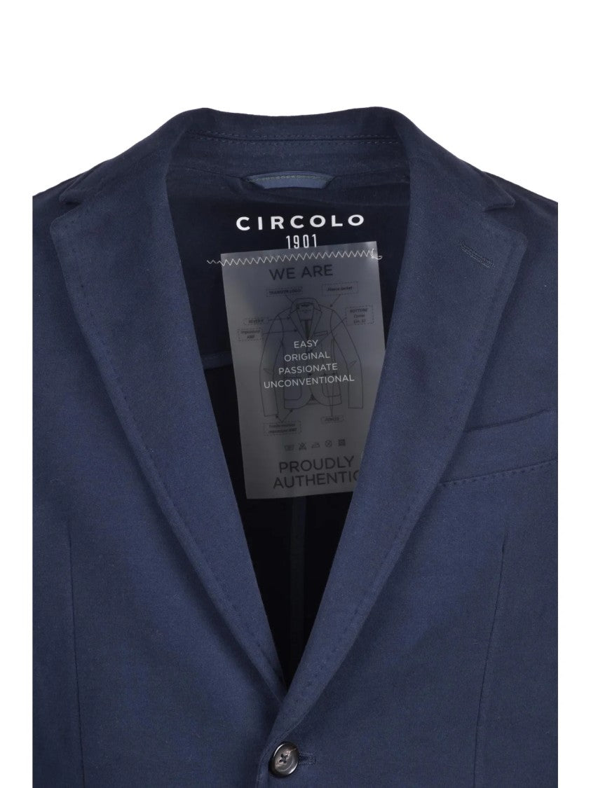 Circolo 1901 Navy Blue Unlined Stretch Cotton Sweatshirt Jacket