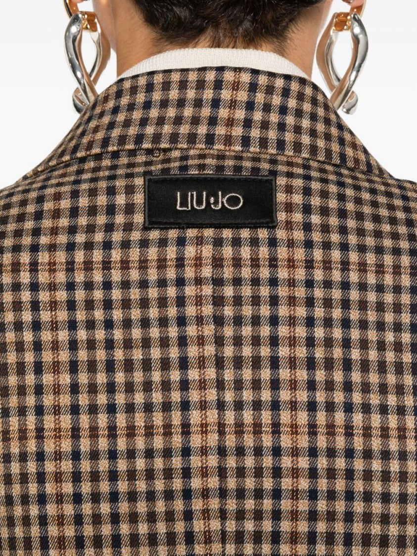 Liu Jo Tailored Checkered Jacket With Notched Lapel