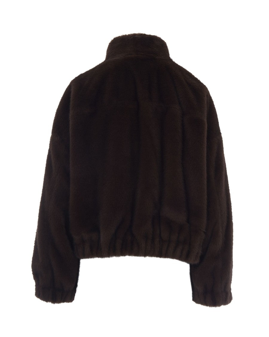 Max Mara Cropped Boxy Jacket With High Collar And Textured Finish