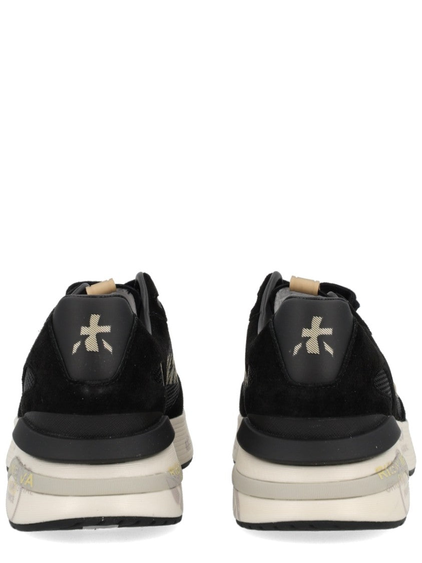 Premiata Black Mesh And Suede Sneakers