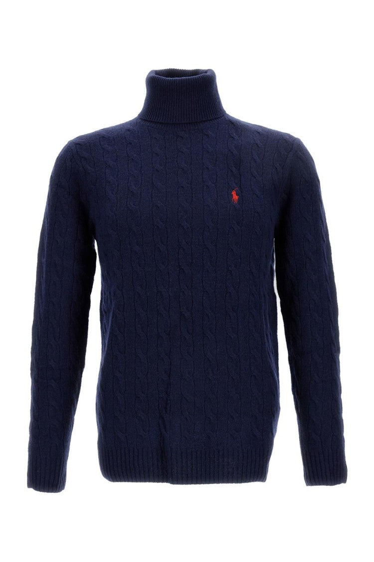 Polo Ralph Lauren Cable Knit Turtleneck Sweater With Embroidered Logo