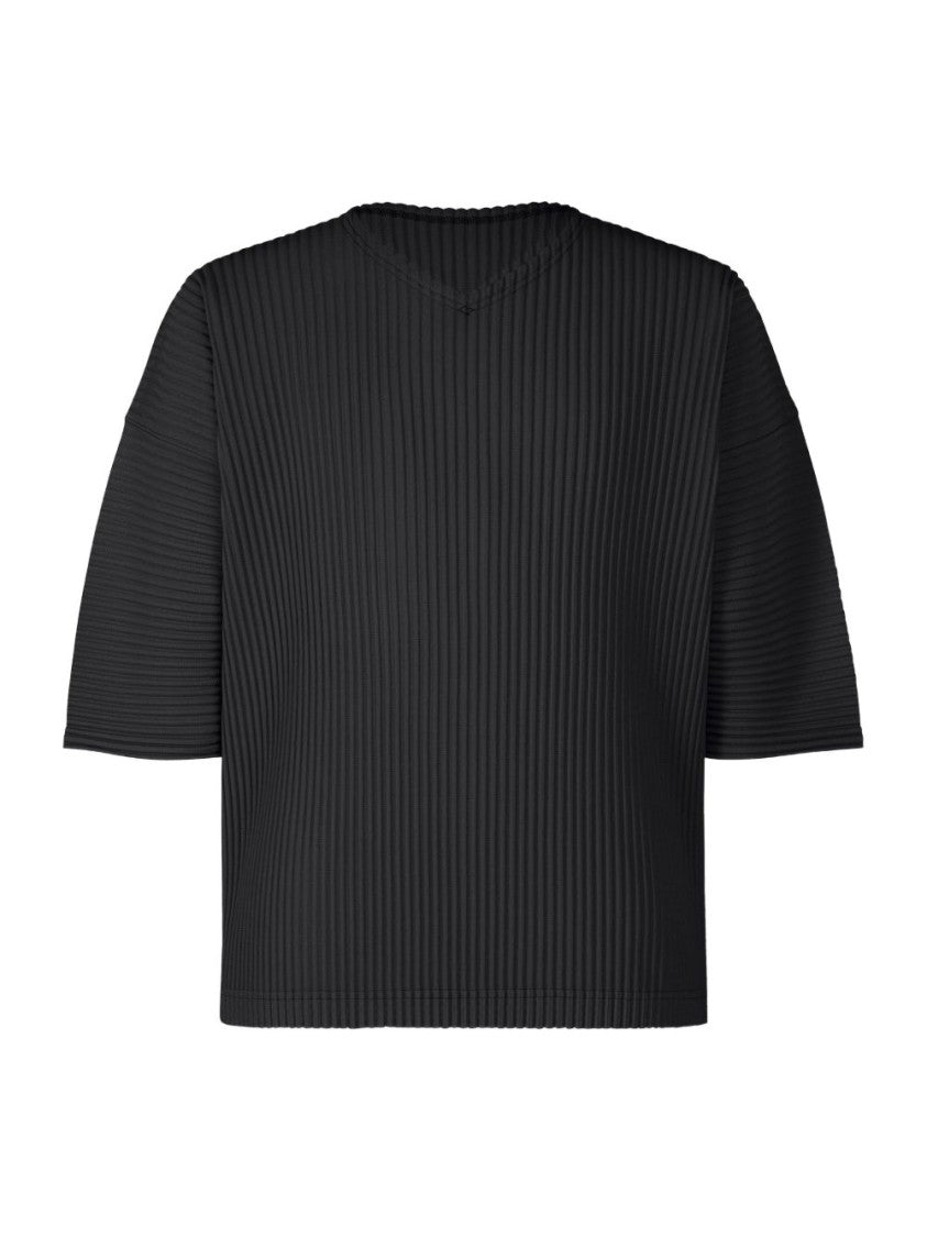 Homme Plissé Issey Miyake Cropped Ribbed V-Neck T-Shirt