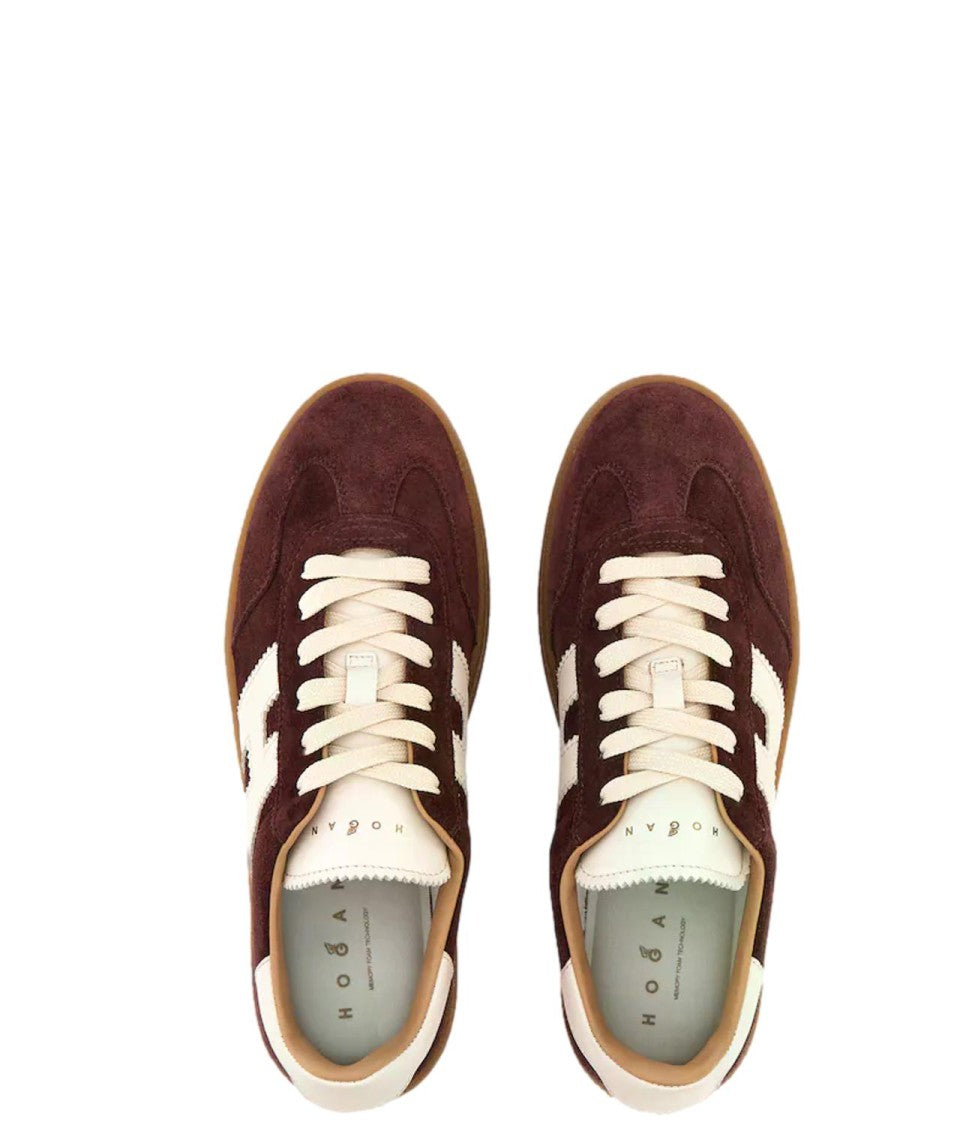 Hogan Burgundy H698 Allacciato H Suede Platform Sneakers