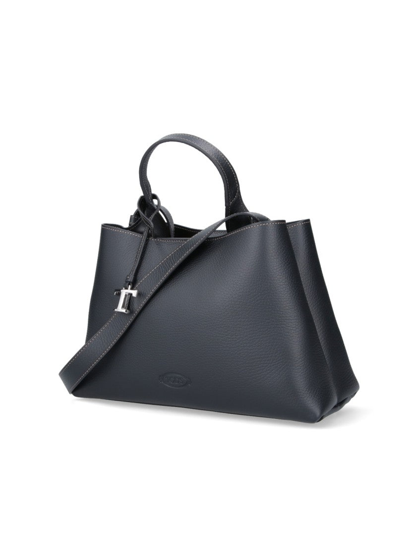Tod's Black Bag With Structured Silhouette And Smooth Texture