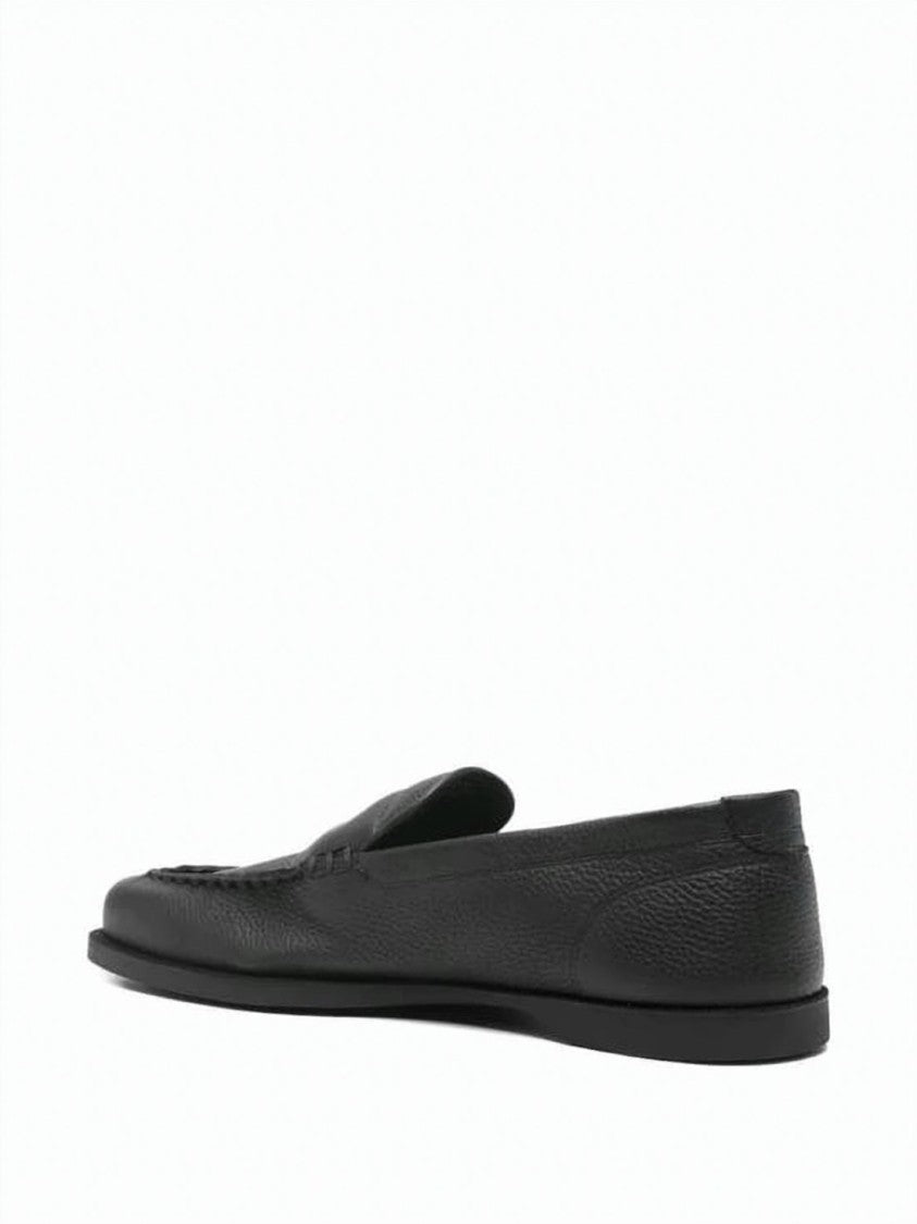 John Lobb Leather Loafer With Rounded Toe And Subtle Stitching