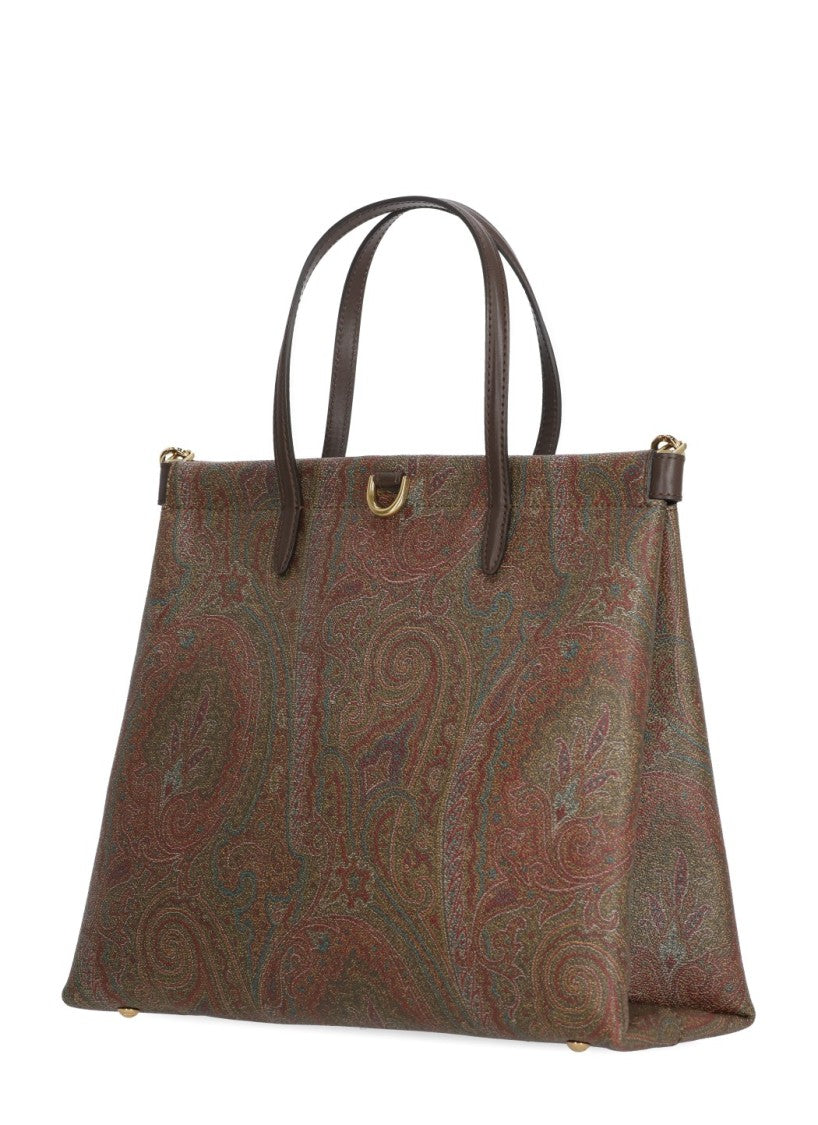 Etro Structured Cotton Shoulder Bag With All-Over Paisley Pattern