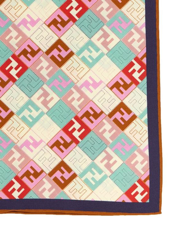 Fendi Silk Scarf With Geometric Pattern In Pastel Shades