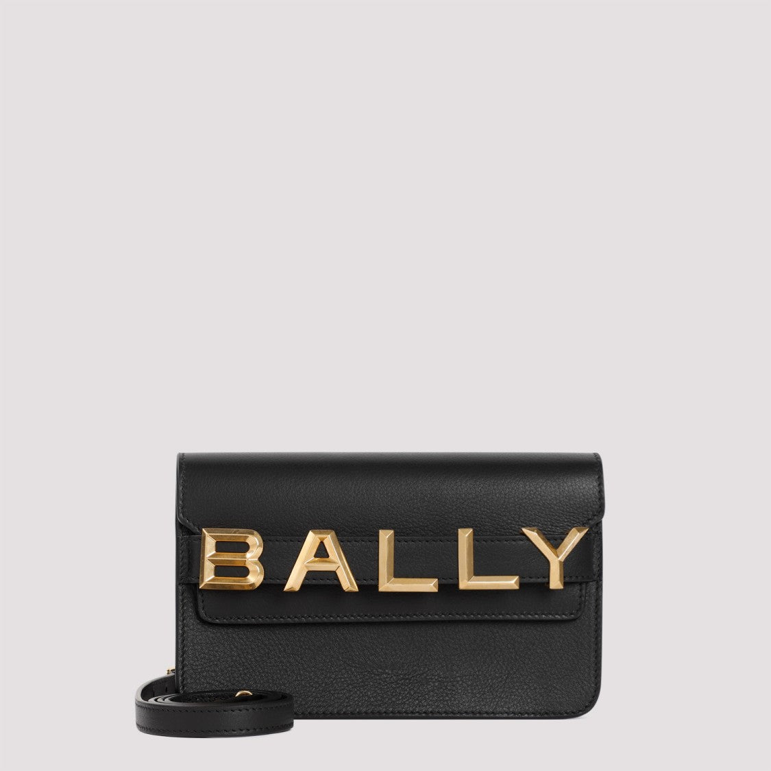 Bally Logo Crossbody Vernice Black Grained Calf Leather Shoulder Bag