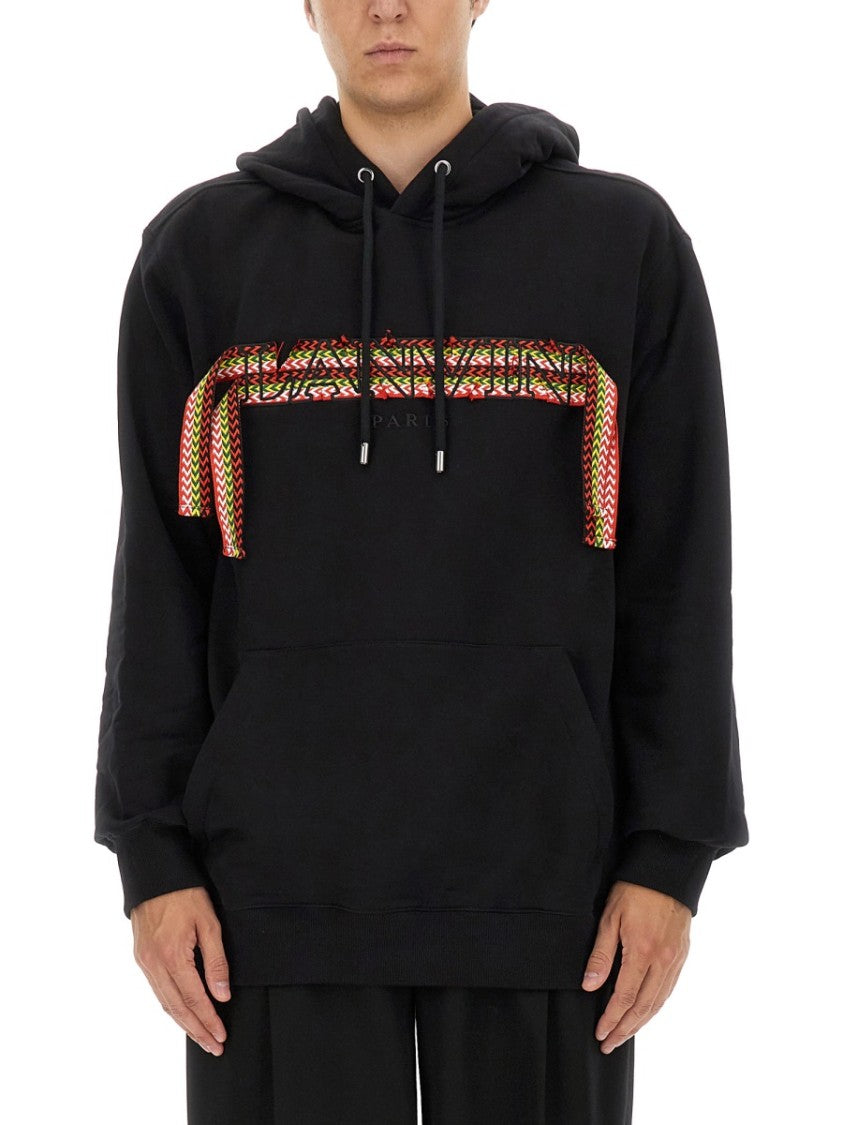 Lanvin Black Cotton Sweatshirt With Iconic Logo Design