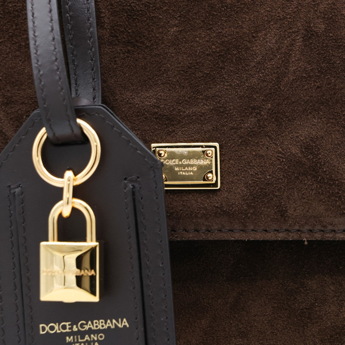 Dolce & Gabbana Structured Handbag With Dark Brown Suede And Black Leather Accents