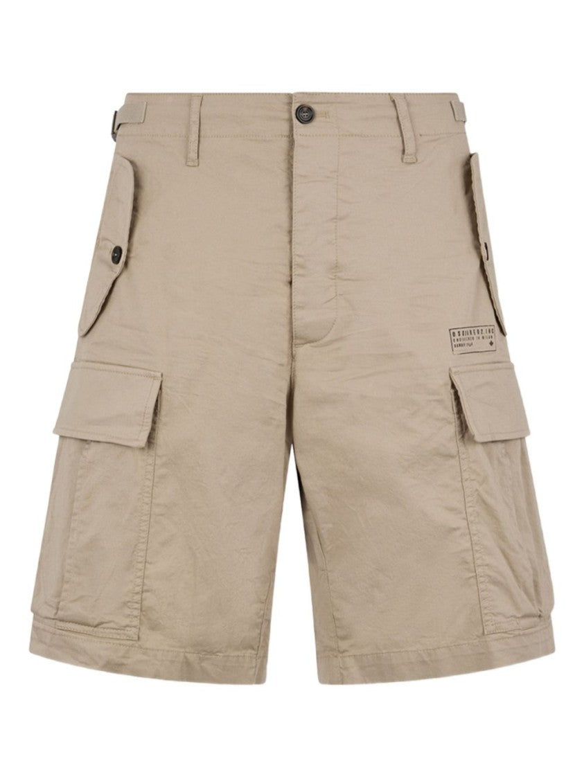 Dsquared2 Cotton Beige Shorts With Flap Pockets