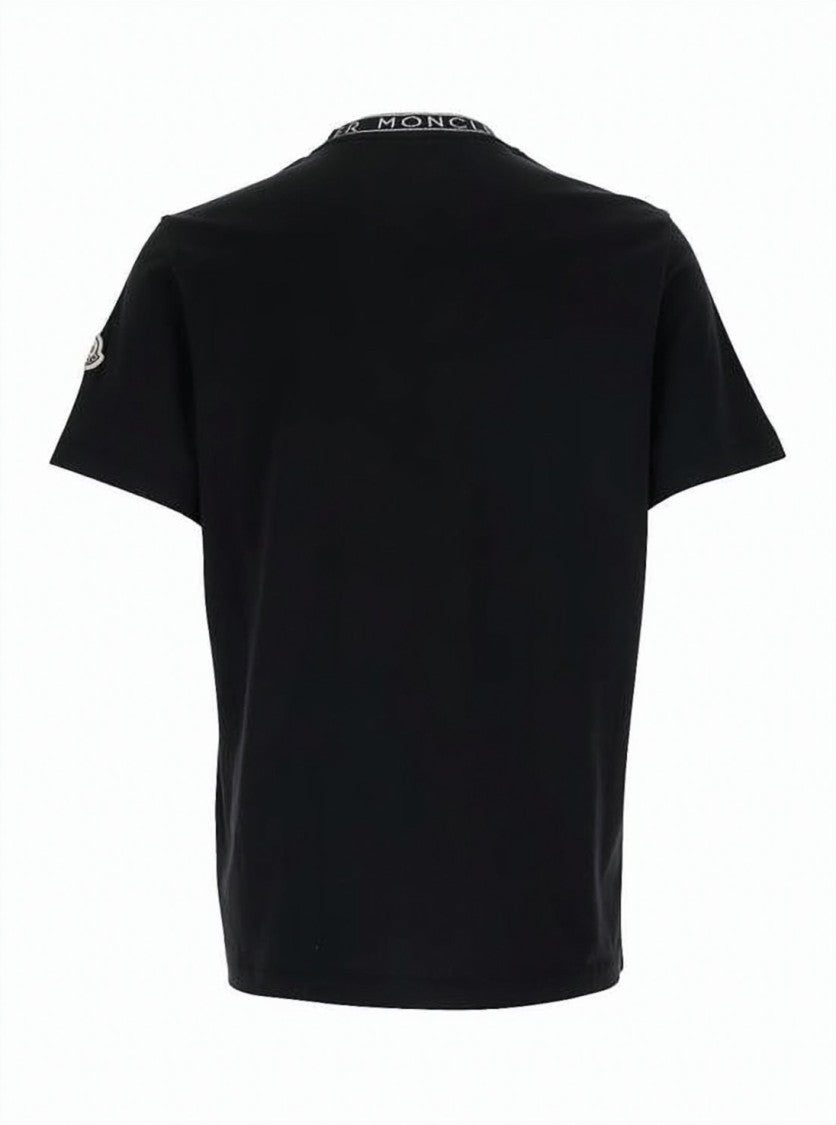 Moncler Short-Sleeved Black T-Shirt With Branded Trim