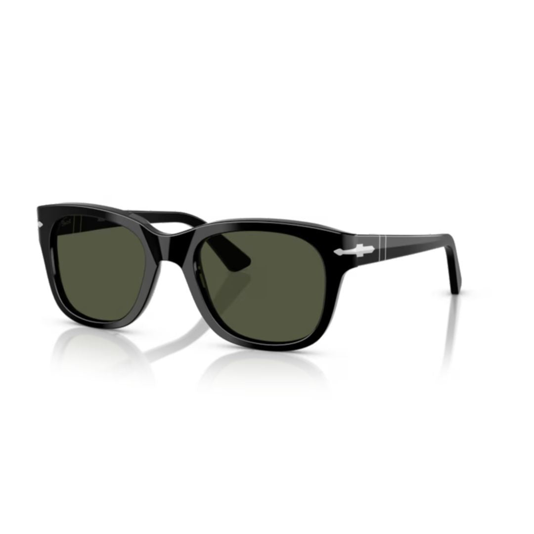 Persol 0Po3372s Rectangular Black Acetate Sunglasses With Silver Arrow Detail