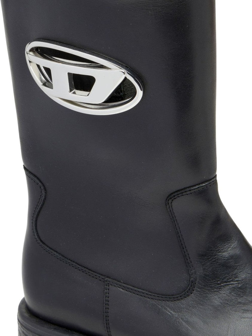Diesel Mid-Calf Boots With Chunky Sole And Logo Detail