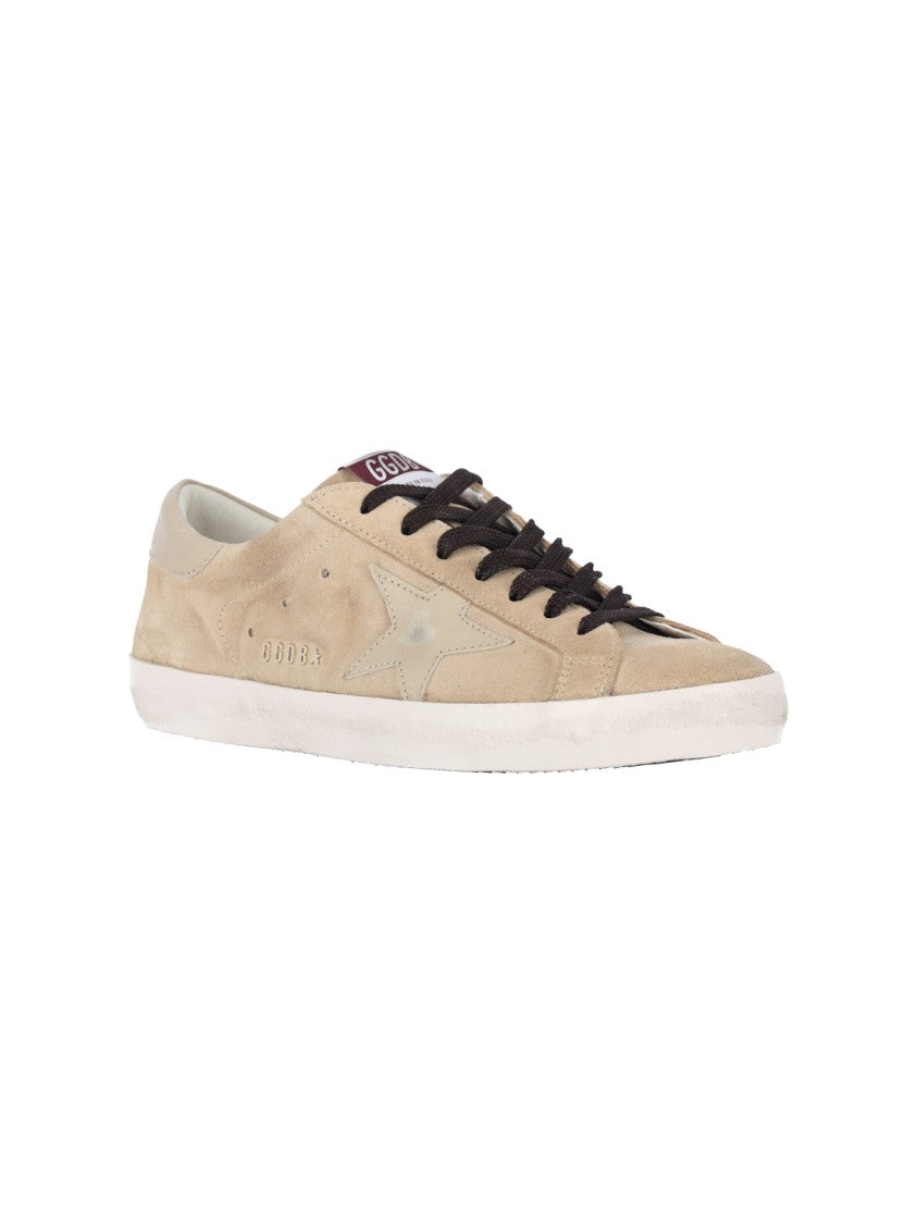 Golden Goose Beige Super-Star Calf Suede Low-Top Sneakers