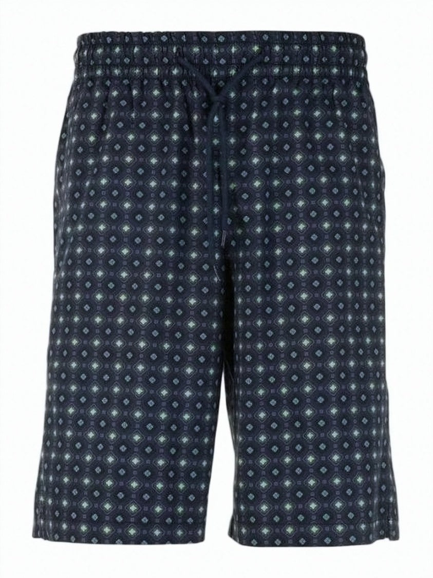A.P.C. Geometric Patterned Blue Shorts