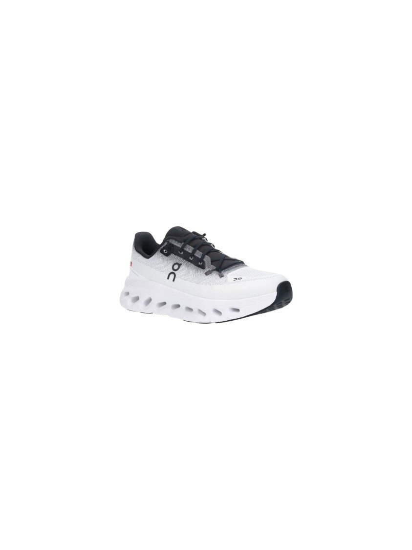 On Cushioned White Sneakers With Sculpted Sole And Cut-Out Details