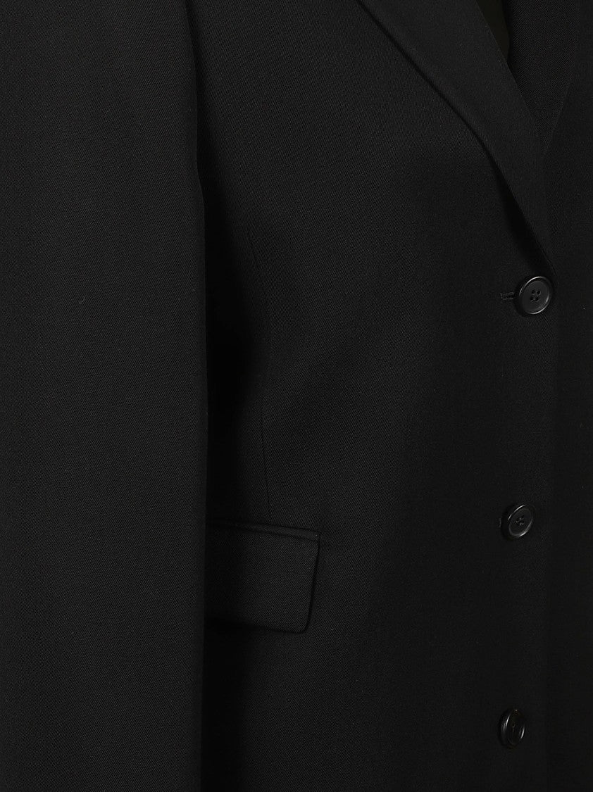 Prada Tailored Black Gabardine Jacket With Notched Lapel