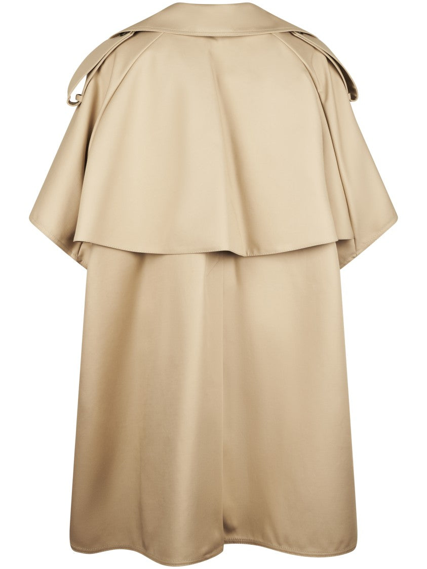 Max Mara Cape-Mantle Poncho Coat With Tortoiseshell Buttons