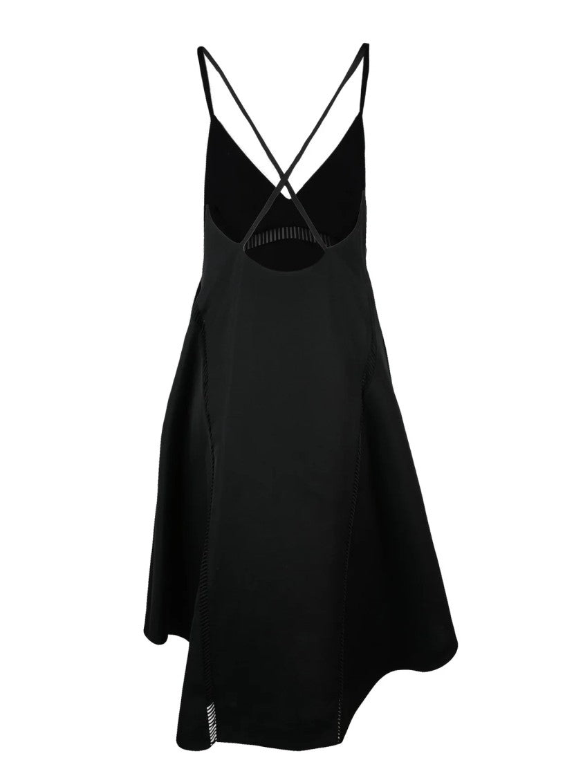 Sacai Black Crossover Cutout Silk-Blend Mini Dress