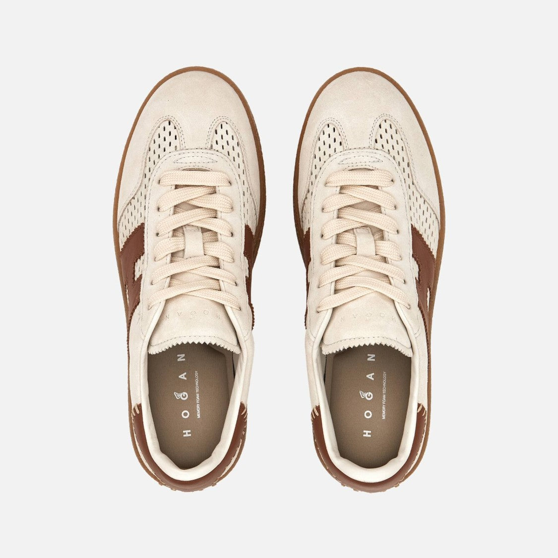 Hogan Beige Brown Cool H698 Allacciato H Perforated Sneakers