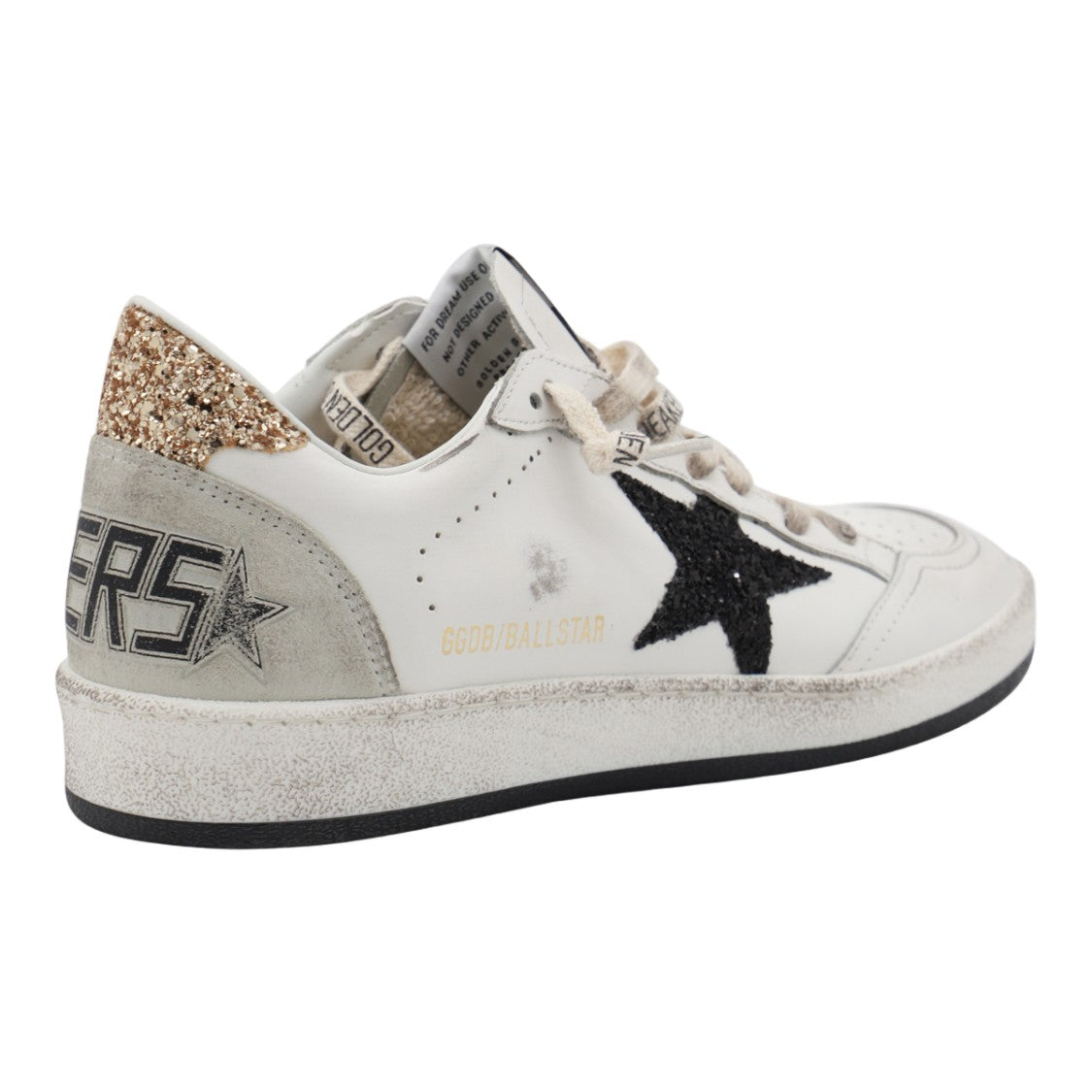 Golden Goose Worn-In White Leather Sneakers With Black Star