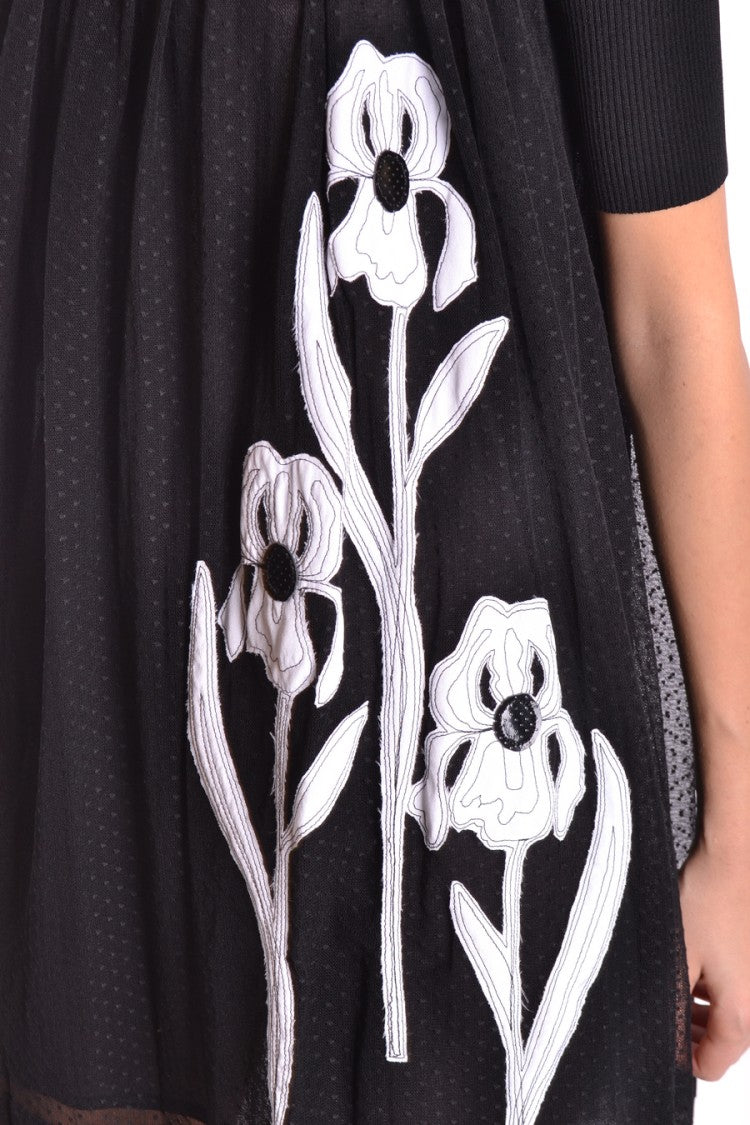 I'm Isola Marras Multicolor Floral Applique Dress With Sheer Overlay