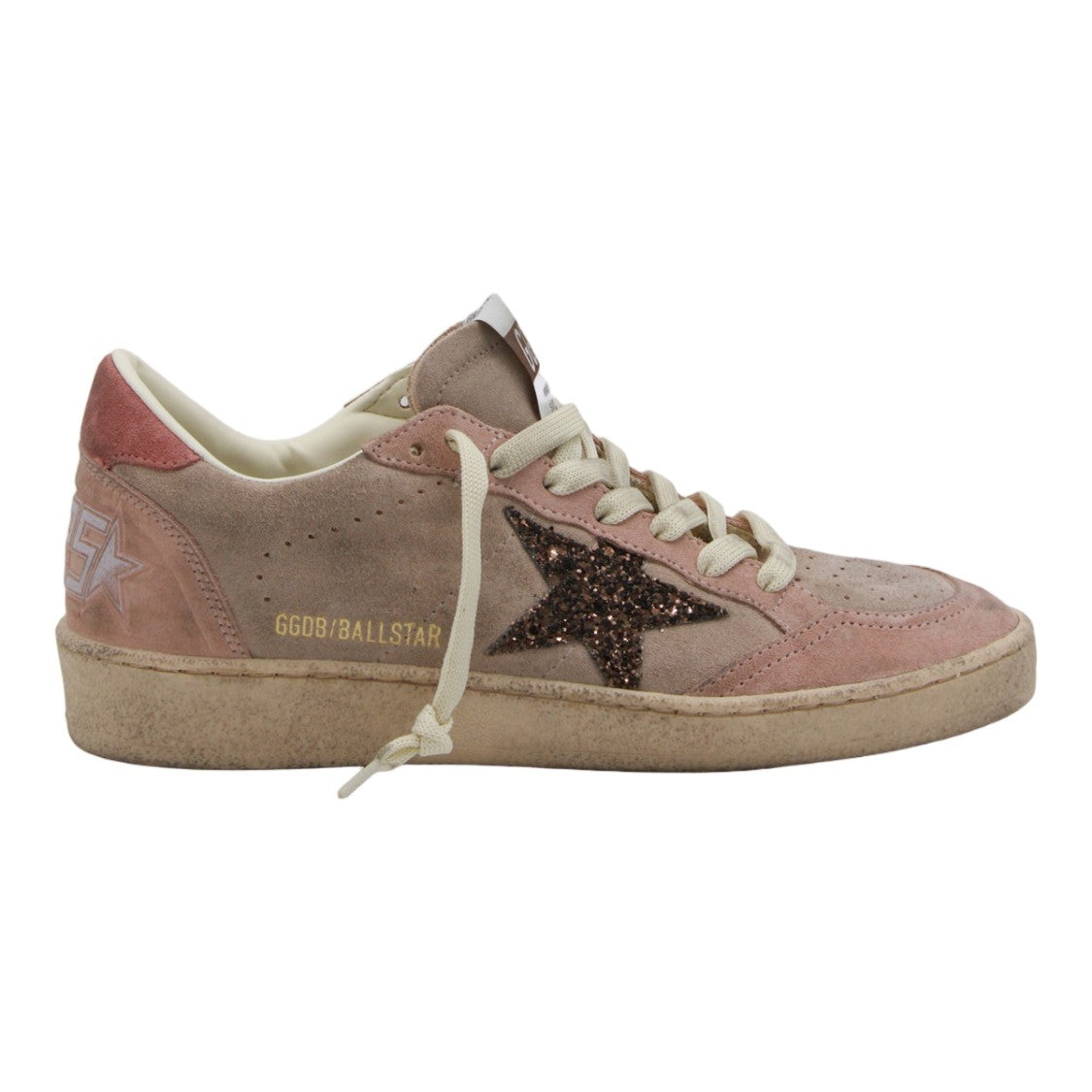 Golden Goose Distressed Suede Low-Top Sneakers With Glittery Star Detail