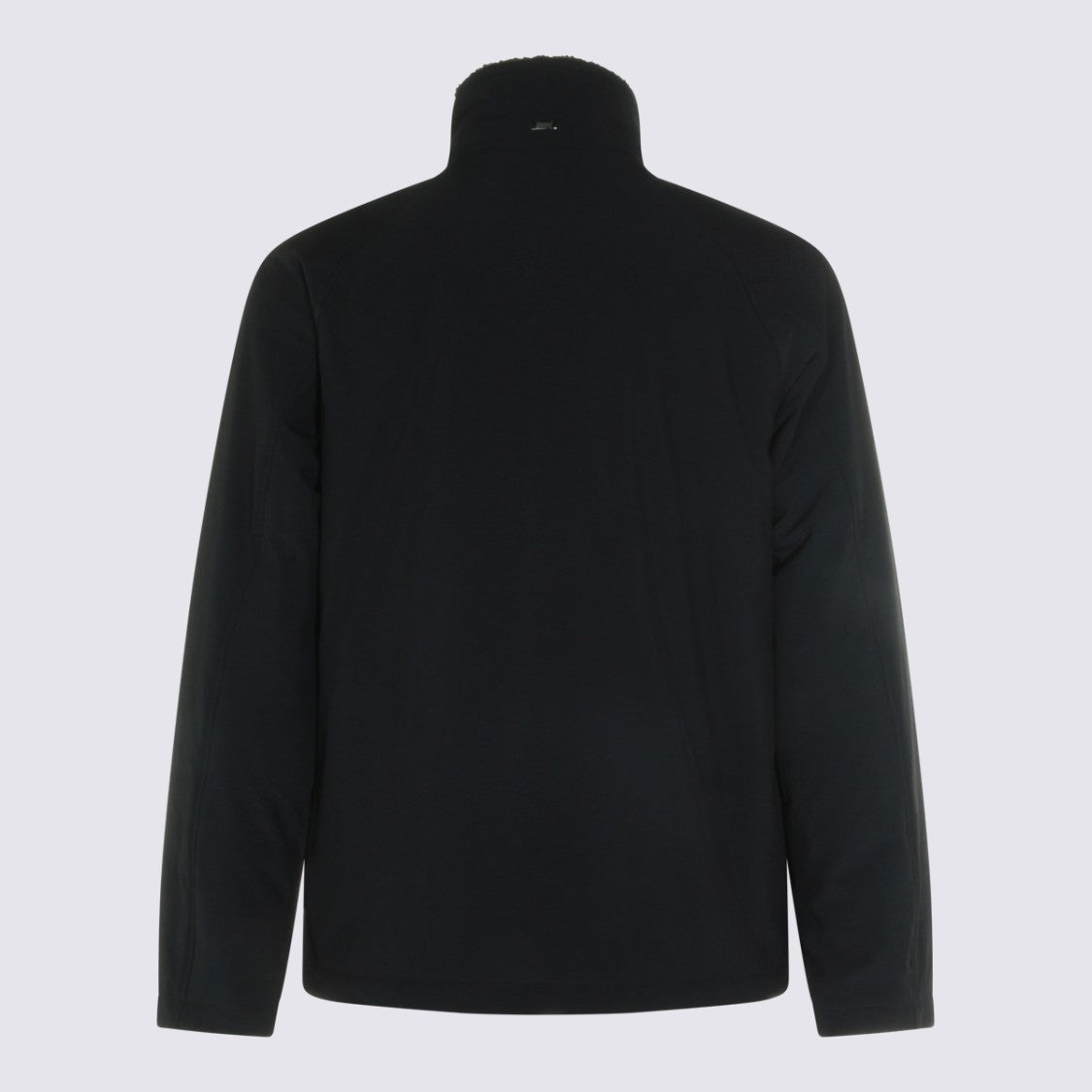 Herno Tailored Minimalist Jacket With High Collar And Fur Lining