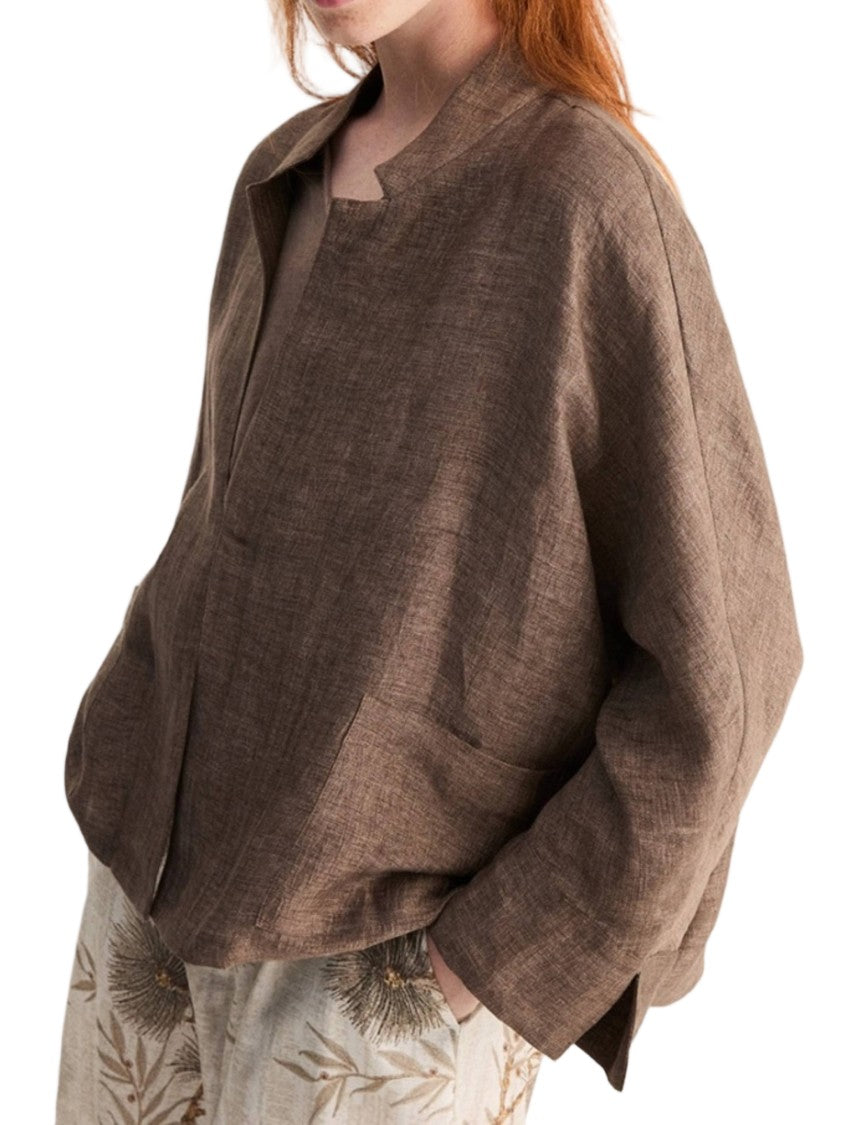 Biancalancia Boxy Brown Textured Woven Jacket