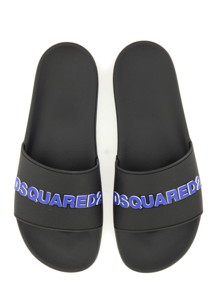 Dsquared2 Black Slides With Bold Logo