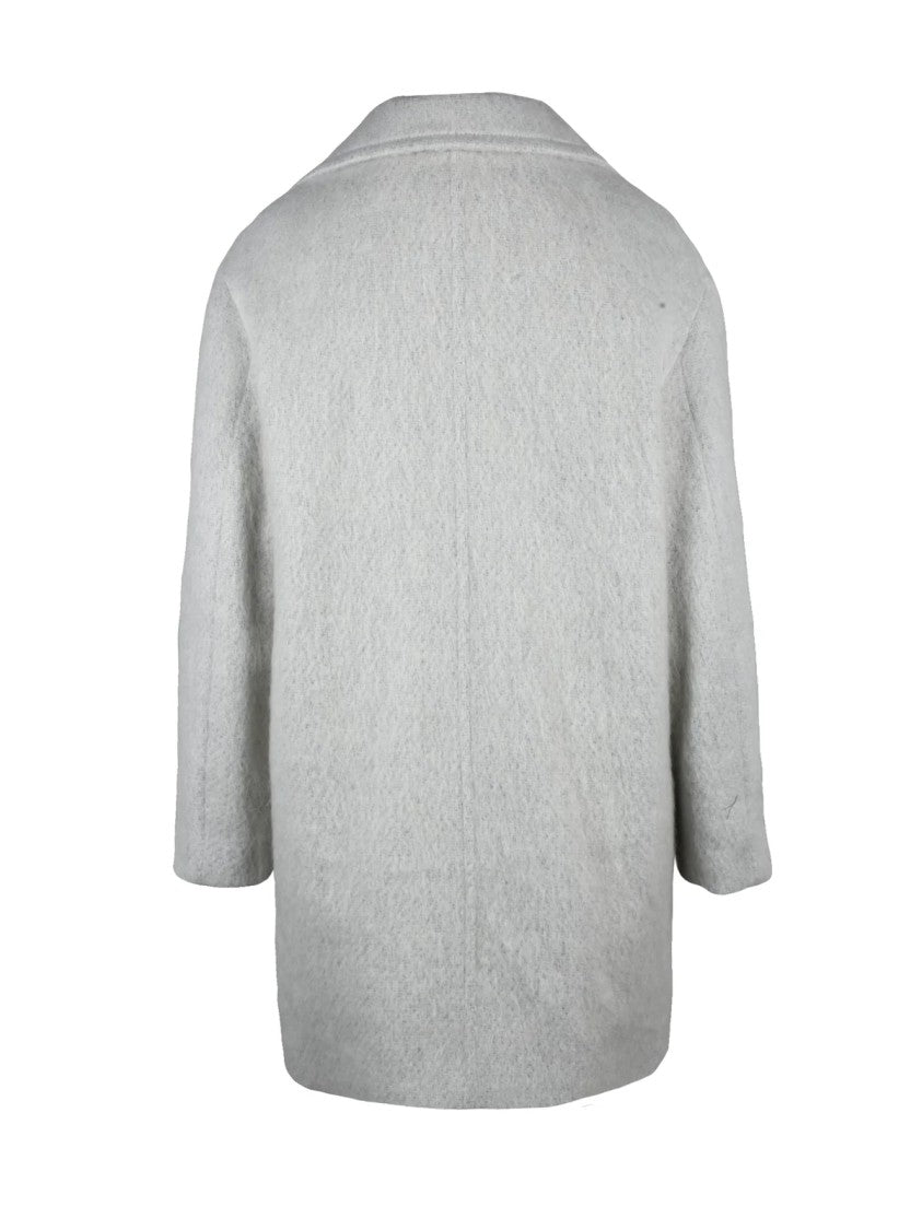 Peserico Easy White Wool-Blend Double-Breasted Coat