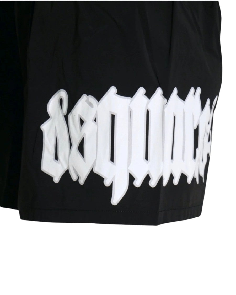 Dsquared2 Relaxed-Fit Black Shorts With Gothic Detailing