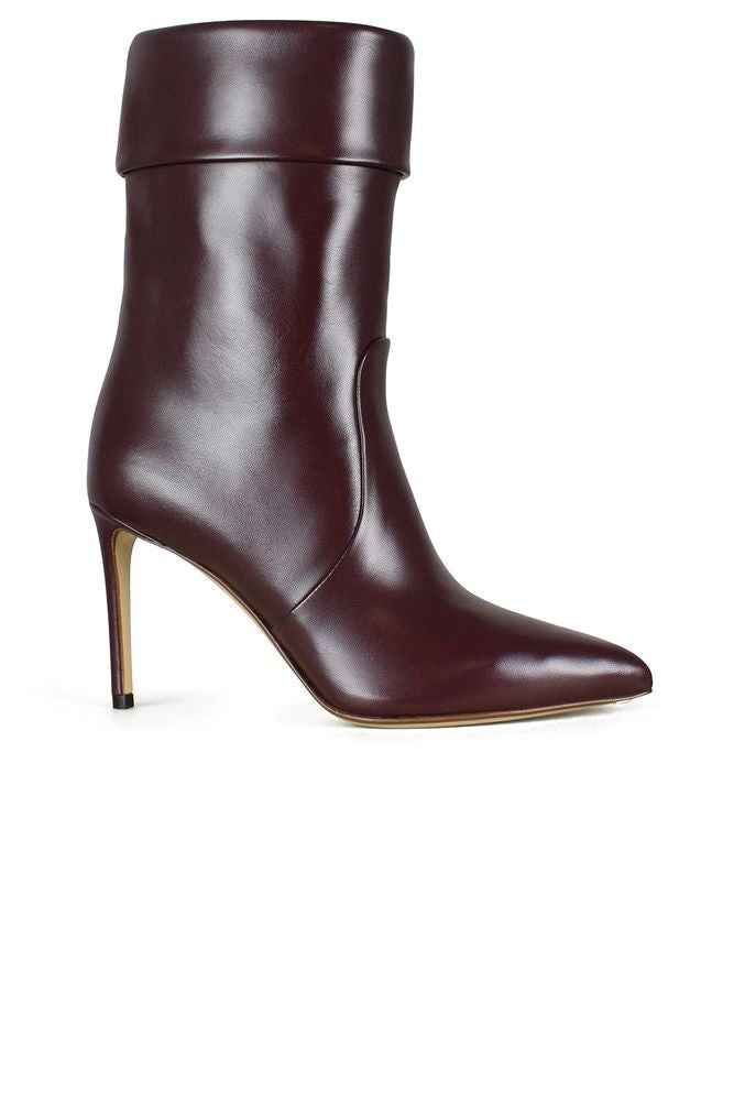 Francesco Russo Cuffed Burgundy Leather Ankle Boots