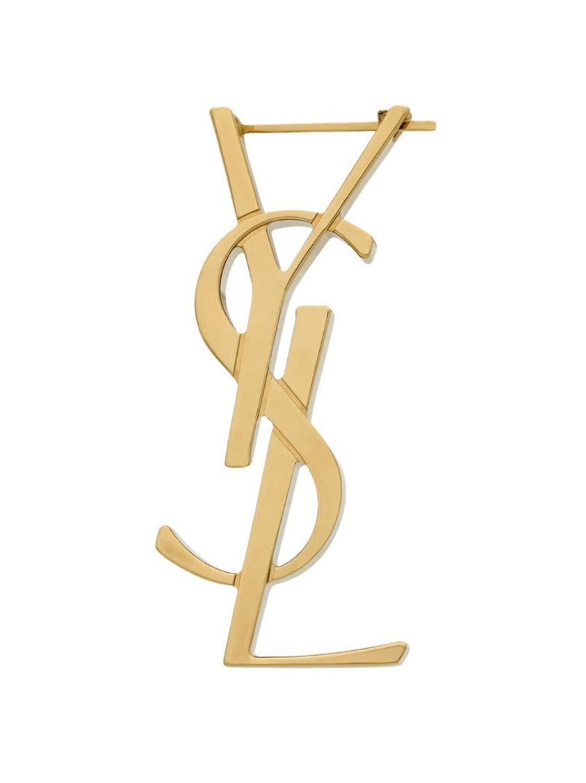 Saint Laurent Cassandre Interlocking Brass Earring