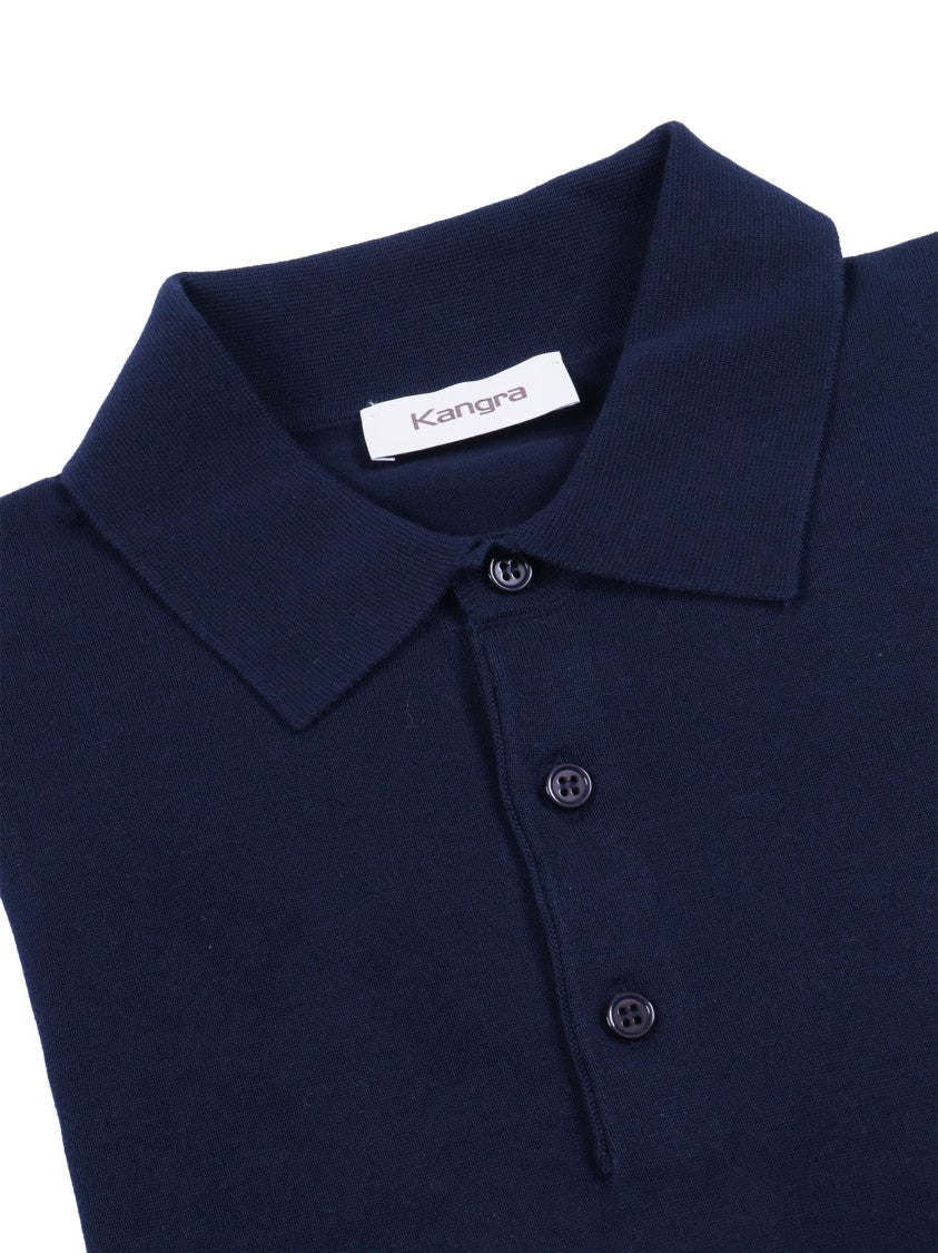 Kangra Cashmere Blue Classic Smooth Polo Shirt