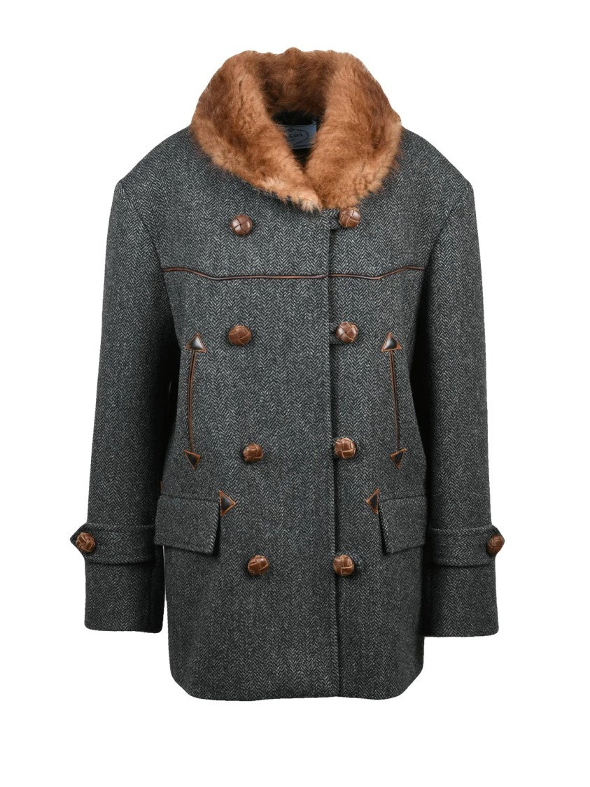Prada Grey Virgin Wool Peacoat