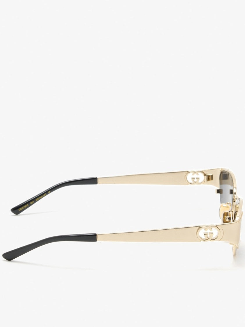 Gucci Narrow Oval Sunglasses With Gold-Tone Frame