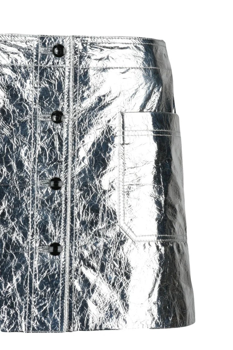Dior Mini Skirt Leather - Silver