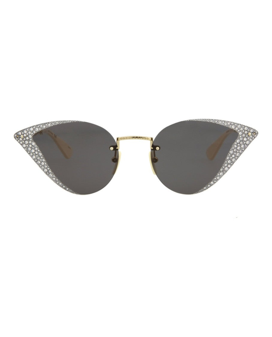 Gucci Cat Eye-Frame Metal Sunglasses With Rhinestone Accents