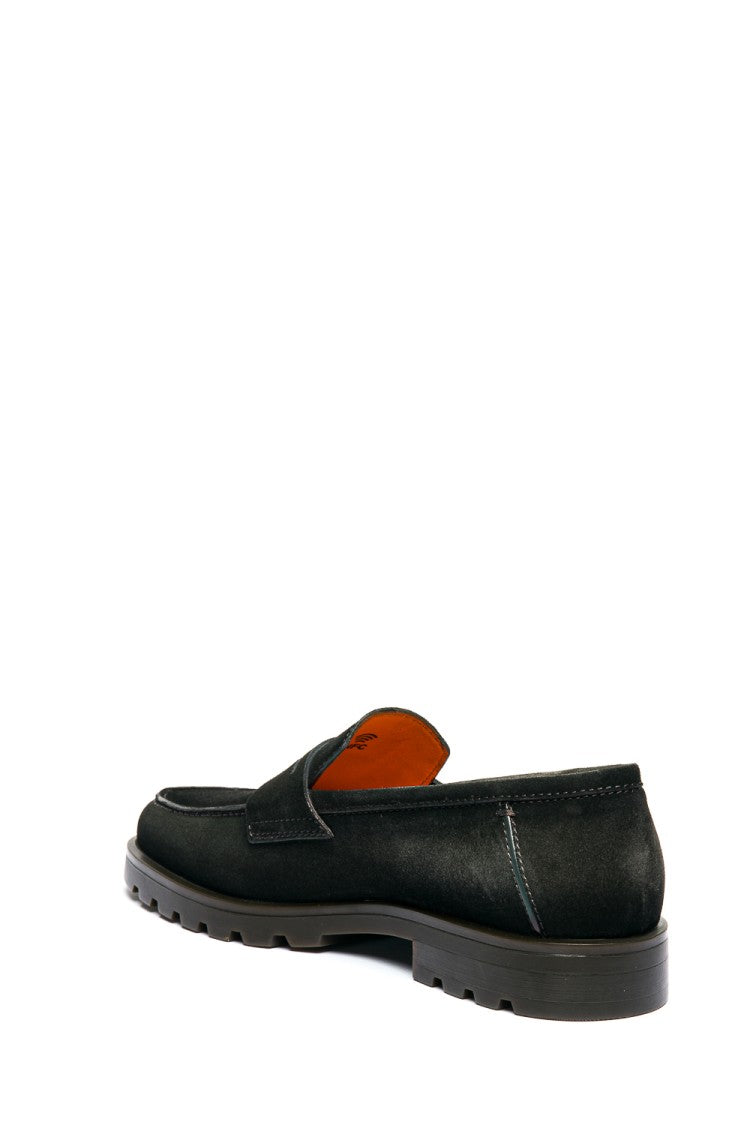 Santoni Suede Moccasins With Rubber Sole