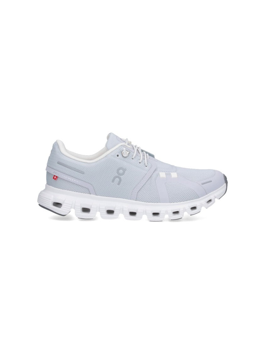 On Lace-Up Grey Fabric Sneakers With Textured Sole