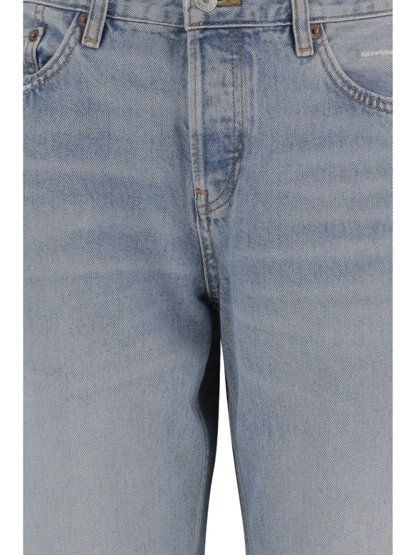 Re/Done Light Blue Washed Denim Jeans With Classic Five-Pocket Design