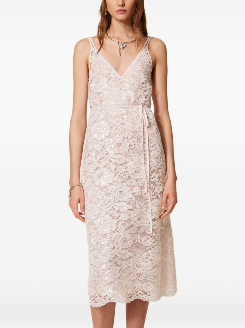 Twin-Set Pink Sequin Embellished Day Dress