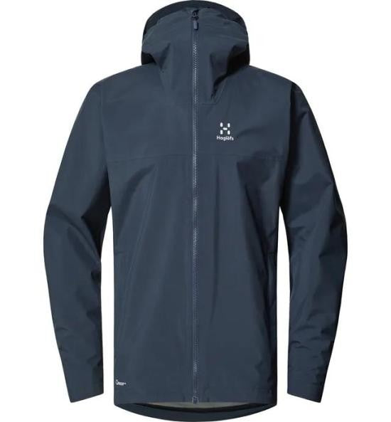 Haglöfs Hooded Blue Jacket With Matte Finish And Minimalist Design